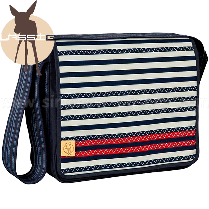Lassig Bag Stripped Zigzag bleumarin